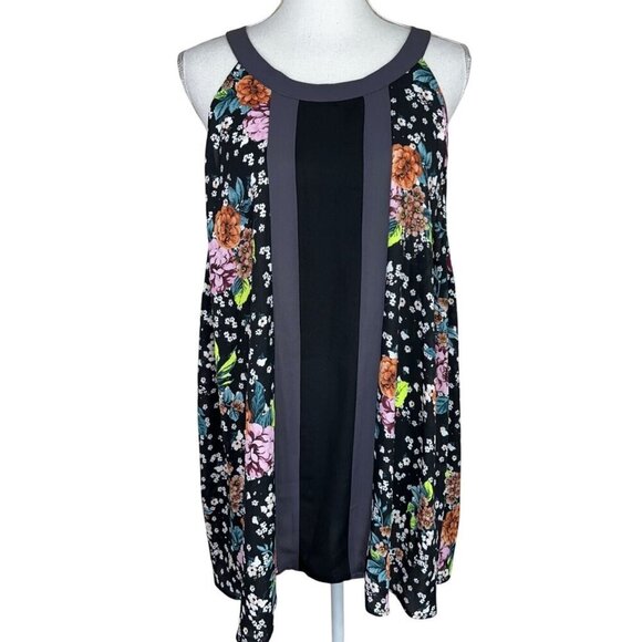 Torrid Top Women 2X Black Floral Halter Tank High Neck Boho Western Sheer Girly - Picture 1 of 14